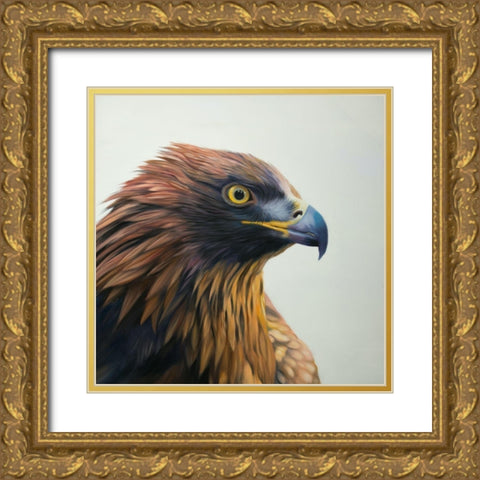 BROWN-HEADED EAGLE Gold Ornate Wood Framed Art Print with Double Matting by Atelier B Art Studio