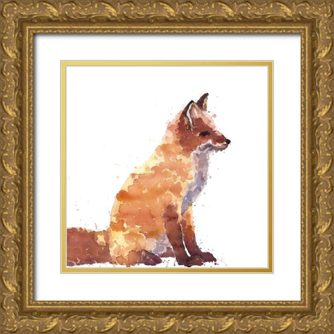 RED FOX Gold Ornate Wood Framed Art Print with Double Matting by Atelier B Art Studio
