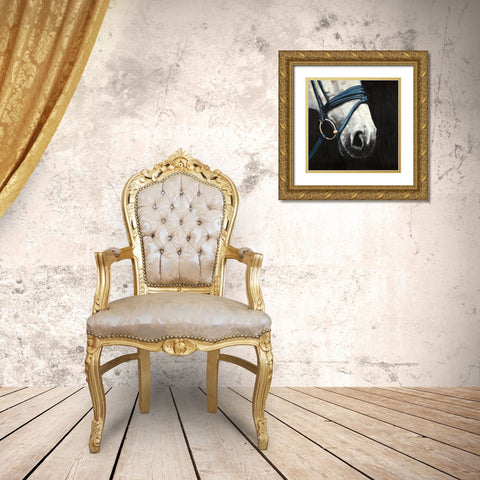 HORSE WITH HARNESS Gold Ornate Wood Framed Art Print with Double Matting by Atelier B Art Studio