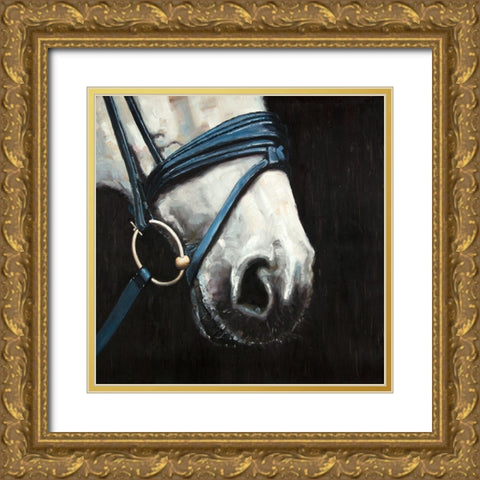 HORSE WITH HARNESS Gold Ornate Wood Framed Art Print with Double Matting by Atelier B Art Studio