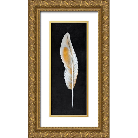 FEATHER Gold Ornate Wood Framed Art Print with Double Matting by Atelier B Art Studio