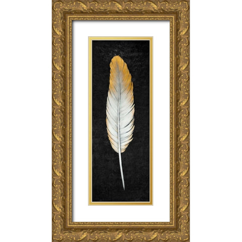 GOLDEN FEATHER Gold Ornate Wood Framed Art Print with Double Matting by Atelier B Art Studio