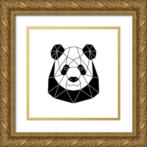 GEOMETRIC PANDA Gold Ornate Wood Framed Art Print with Double Matting by Atelier B Art Studio