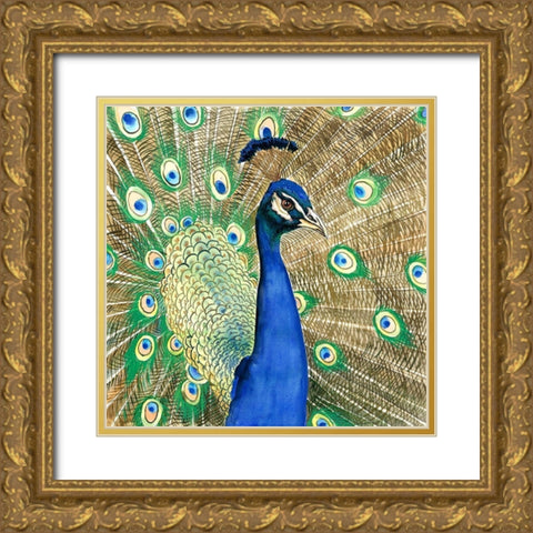PEACOCK Gold Ornate Wood Framed Art Print with Double Matting by Atelier B Art Studio
