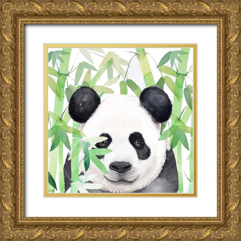 HIDDEN PANDA IN BAMBOO Gold Ornate Wood Framed Art Print with Double Matting by Atelier B Art Studio