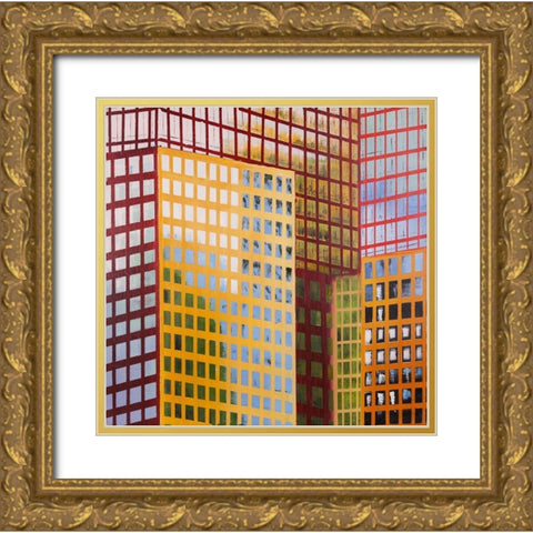 SKYSCRAPER WINDOWS Gold Ornate Wood Framed Art Print with Double Matting by Atelier B Art Studio