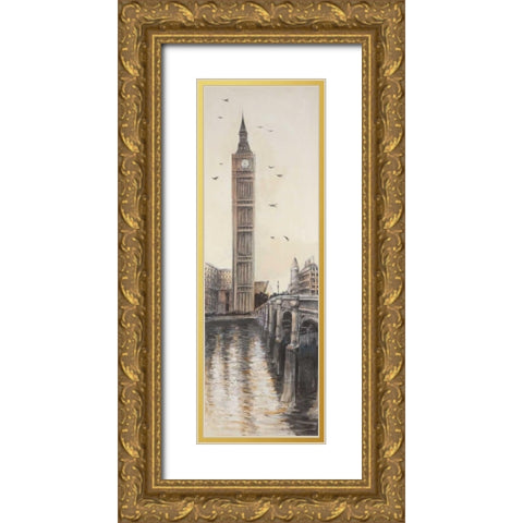Big Ben in London Gold Ornate Wood Framed Art Print with Double Matting by Atelier B Art Studio