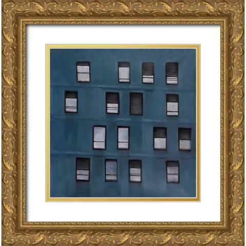 Building Architecture with Random Windows Gold Ornate Wood Framed Art Print with Double Matting by Atelier B Art Studio