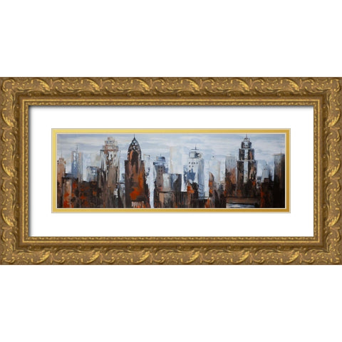 GRAY DAY IN THE CITY Gold Ornate Wood Framed Art Print with Double Matting by Atelier B Art Studio