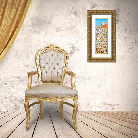 Small Houses in Greece Gold Ornate Wood Framed Art Print with Double Matting by Atelier B Art Studio