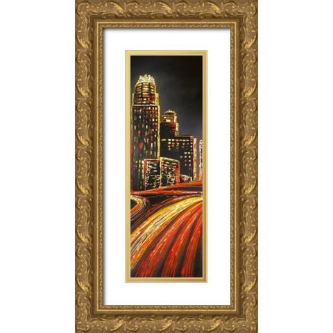 Traffic in the City Gold Ornate Wood Framed Art Print with Double Matting by Atelier B Art Studio