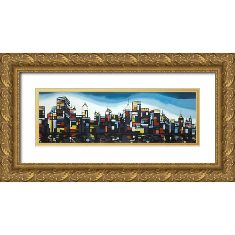 Colorful City Gold Ornate Wood Framed Art Print with Double Matting by Atelier B Art Studio