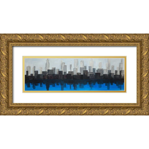 Blue City Gold Ornate Wood Framed Art Print with Double Matting by Atelier B Art Studio