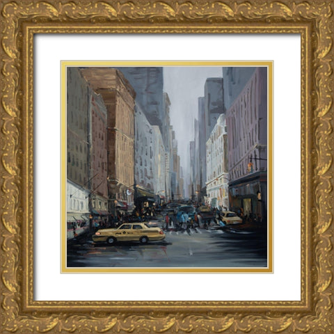 IN THE CITY Gold Ornate Wood Framed Art Print with Double Matting by Atelier B Art Studio