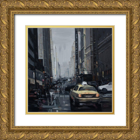 DARK CITY Gold Ornate Wood Framed Art Print with Double Matting by Atelier B Art Studio