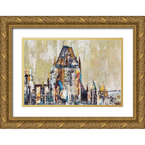 ABSTRACT CHÃ¢TEAU FRONTENAC Gold Ornate Wood Framed Art Print with Double Matting by Atelier B Art Studio