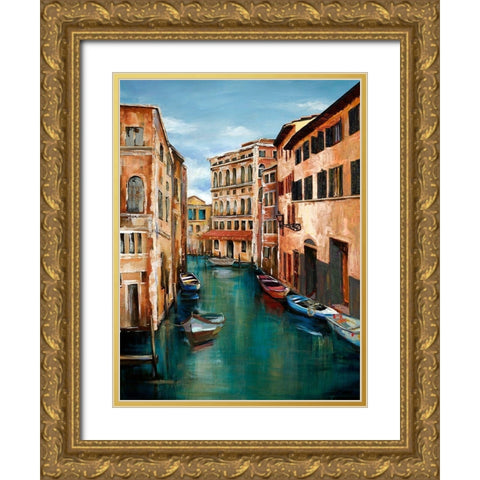 MAGICAL VENICE CANAL Gold Ornate Wood Framed Art Print with Double Matting by Atelier B Art Studio