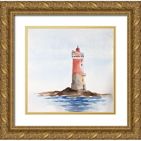 French Phare Les Pierres Noires Gold Ornate Wood Framed Art Print with Double Matting by Atelier B Art Studio