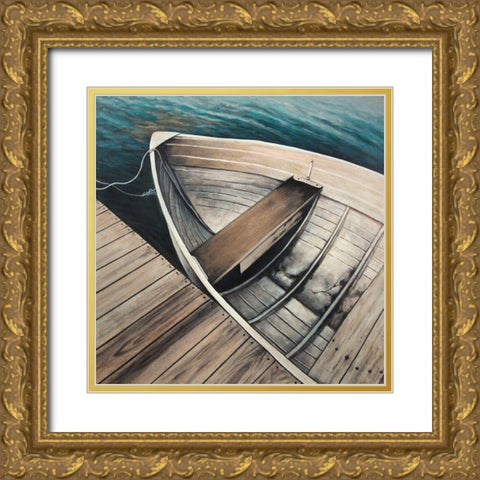 ABANDONED ROWBOATS Gold Ornate Wood Framed Art Print with Double Matting by Atelier B Art Studio