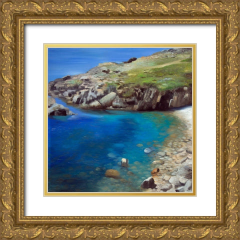 SPANISH COAST Gold Ornate Wood Framed Art Print with Double Matting by Atelier B Art Studio