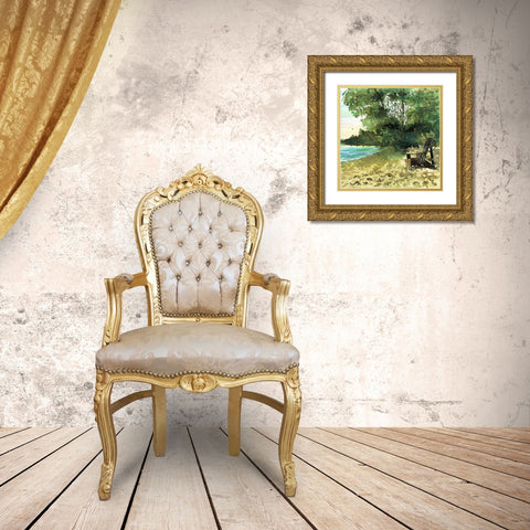 DAY AT THE LAKE Gold Ornate Wood Framed Art Print with Double Matting by Atelier B Art Studio