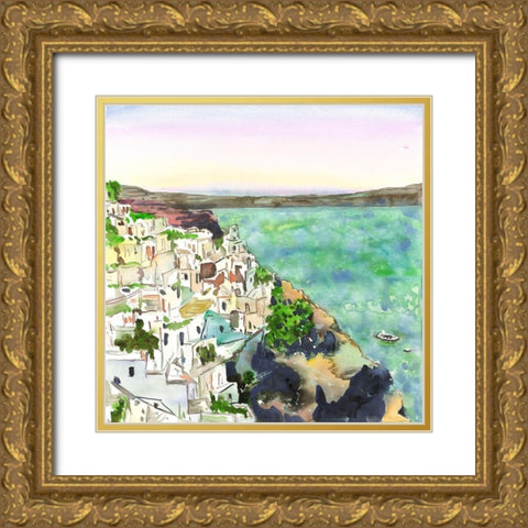LANDSCAPE OF CRETE Gold Ornate Wood Framed Art Print with Double Matting by Atelier B Art Studio
