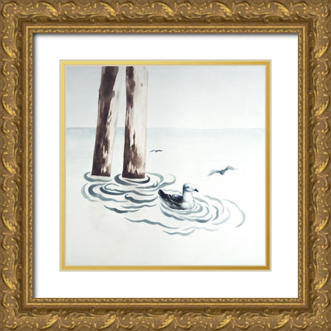 SEAGULL Gold Ornate Wood Framed Art Print with Double Matting by Atelier B Art Studio