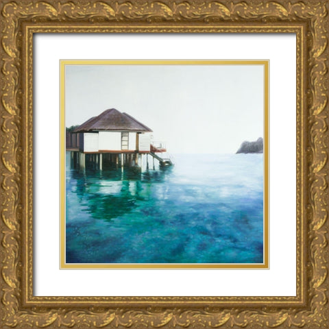 DREAM TRAVEL Gold Ornate Wood Framed Art Print with Double Matting by Atelier B Art Studio