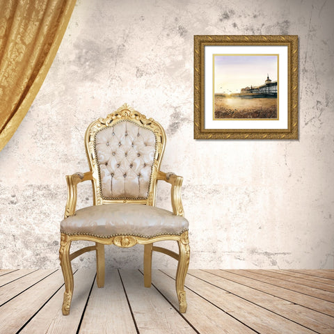 SUNSET AT THE BEACH Gold Ornate Wood Framed Art Print with Double Matting by Atelier B Art Studio