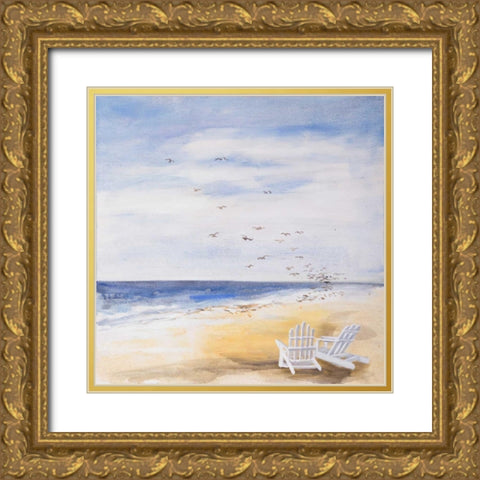 Day at the Beach Gold Ornate Wood Framed Art Print with Double Matting by Atelier B Art Studio