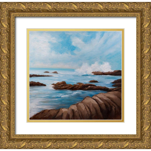 Seaside Storm Gold Ornate Wood Framed Art Print with Double Matting by Atelier B Art Studio