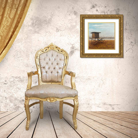 Newport Beach Lifeguard Tower Gold Ornate Wood Framed Art Print with Double Matting by Atelier B Art Studio