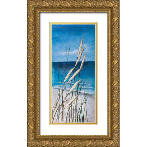 WILD HERBS IN THE WIND ON AT THE BEACH Gold Ornate Wood Framed Art Print with Double Matting by Atelier B Art Studio