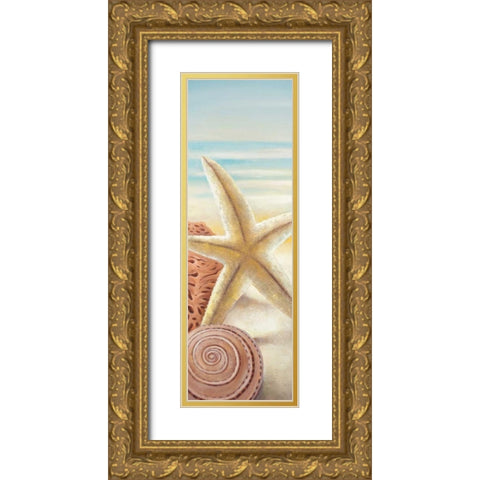 Starfish and Seashells at the Beach Gold Ornate Wood Framed Art Print with Double Matting by Atelier B Art Studio