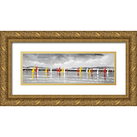 Sailing on the Lake Gold Ornate Wood Framed Art Print with Double Matting by Atelier B Art Studio