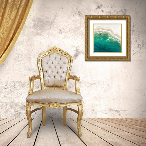 Turquoise Sea Gold Ornate Wood Framed Art Print with Double Matting by Atelier B Art Studio