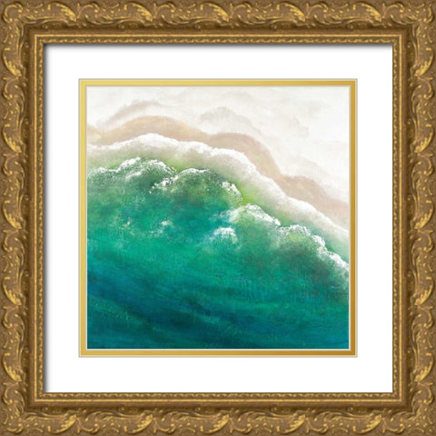 Turquoise Sea Gold Ornate Wood Framed Art Print with Double Matting by Atelier B Art Studio