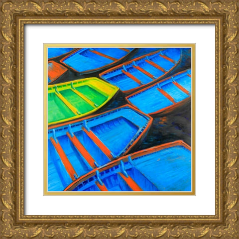 Small Canoes Gold Ornate Wood Framed Art Print with Double Matting by Atelier B Art Studio