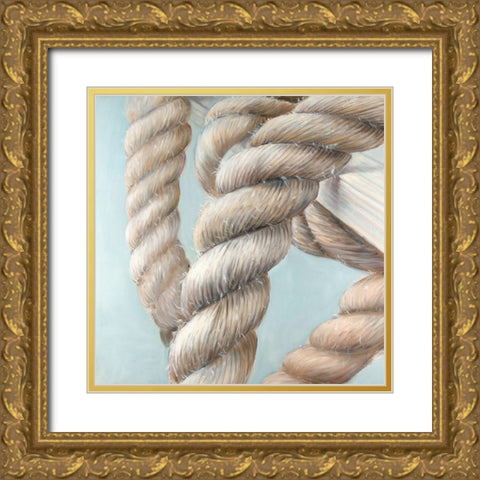 Boat Rope Knot Closeup Gold Ornate Wood Framed Art Print with Double Matting by Atelier B Art Studio
