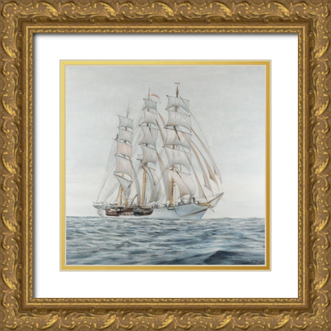 Sailingboat by a Cloudy Day Gold Ornate Wood Framed Art Print with Double Matting by Atelier B Art Studio