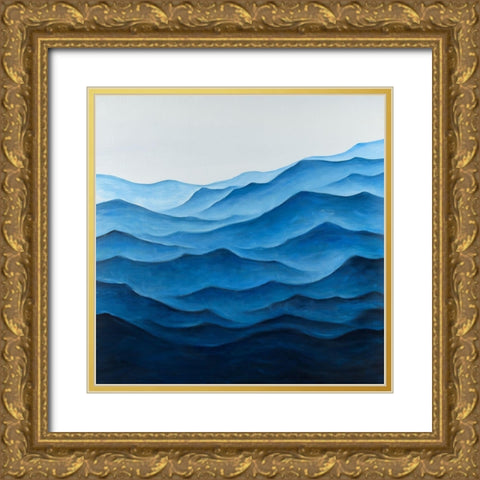 Deep and Calm Ocean Waves Gold Ornate Wood Framed Art Print with Double Matting by Atelier B Art Studio