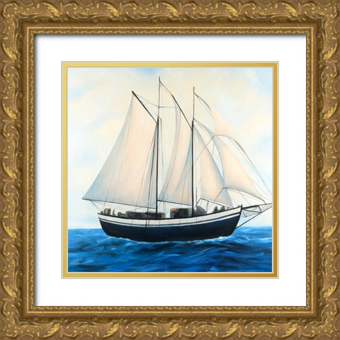 Sailingboat by a Sunny Day Gold Ornate Wood Framed Art Print with Double Matting by Atelier B Art Studio
