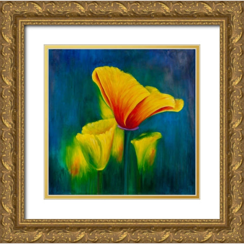 Beautiful Colorful Flowers Gold Ornate Wood Framed Art Print with Double Matting by Atelier B Art Studio