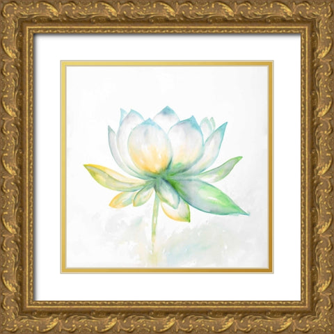 Lotus Flower Gold Ornate Wood Framed Art Print with Double Matting by Atelier B Art Studio