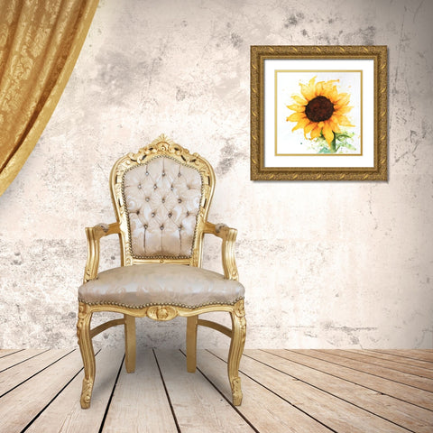 SUNFLOWER Gold Ornate Wood Framed Art Print with Double Matting by Atelier B Art Studio