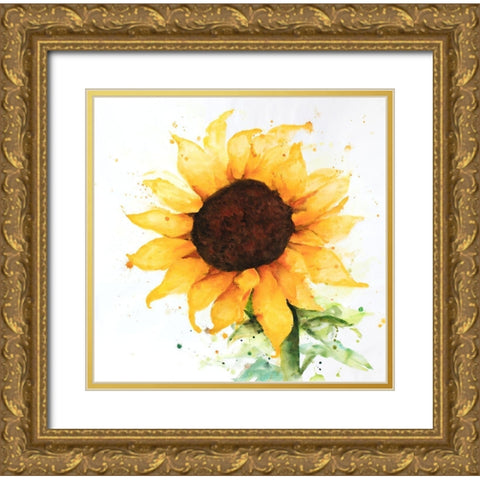 SUNFLOWER Gold Ornate Wood Framed Art Print with Double Matting by Atelier B Art Studio
