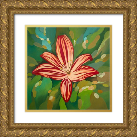 BLAZE TIGER LILIES Gold Ornate Wood Framed Art Print with Double Matting by Atelier B Art Studio
