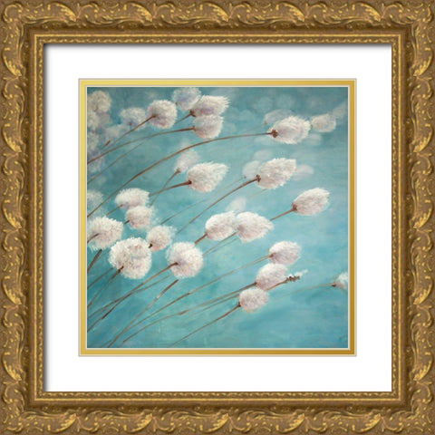 COTTON GRASS PLANTS IN THE WIND Gold Ornate Wood Framed Art Print with Double Matting by Atelier B Art Studio