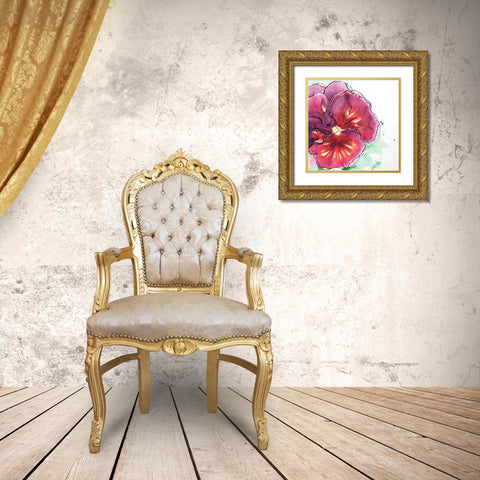 BLOSSOMING ORCHID WITH WAVY PETALS Gold Ornate Wood Framed Art Print with Double Matting by Atelier B Art Studio