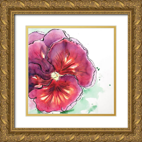 BLOSSOMING ORCHID WITH WAVY PETALS Gold Ornate Wood Framed Art Print with Double Matting by Atelier B Art Studio